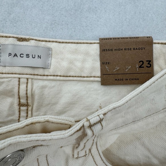 Pacsun Jessie High Rise Baggy Womens 23 Off White Wide Leg Rigid Denim Gorp NWT - Picture 4 of 13